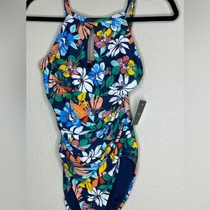 NWT Ellen Tracy High Neck One Piece Swimsuit, Size 8